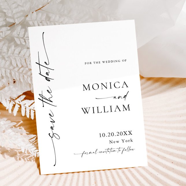 Reserve A Data Casamento Elegante Minimalista Branco Negro (Criador carregado)