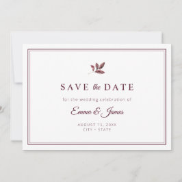 Reserve A Data Casamento Elegante Minimalista Burgundy