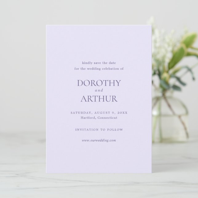 Reserve A Data Casamento Elegante Moderno Lilac (Em pé/Frente)