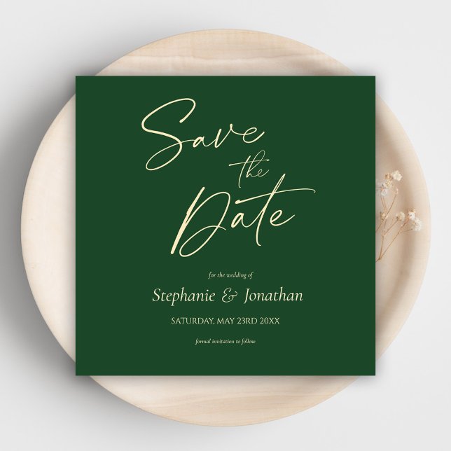 Reserve A Data Casamento Elegante Moderno Minimalista Verde (Modern Elegant Green Wedding Save The Date)