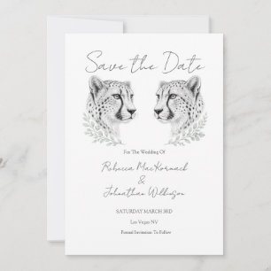 Reserve A Data Casamento Elegante Moderno Preto e Branco com Chit