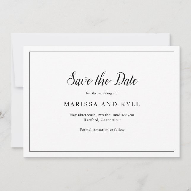 Reserve A Data Casamento Elegante Monograma Clássico (Frente)