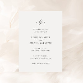 Reserve A Data Casamento Elegante Monograma Preto e Branco Atempo