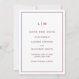 Reserve A Data Casamento Elegante Monograma Simples