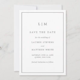 Reserve A Data Casamento Elegante Monograma Simples Cinza Escuro