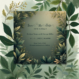 Reserve A Data casamento elegante na natureza em verde escuro