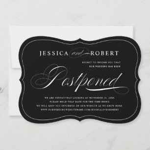 Reserve A Data Casamento Elegante Preto e Branco Adiado