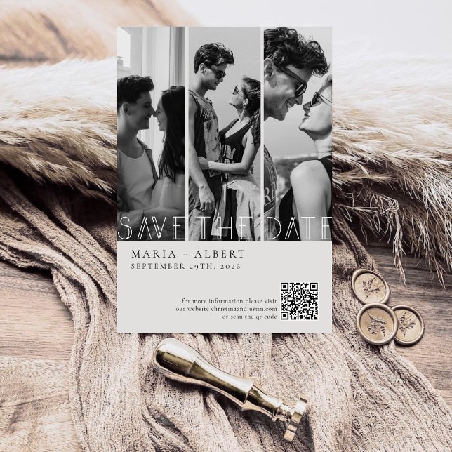 Reserve A Data Casamento Elegante Preto e Branco com Letra Fancy (Criador carregado)