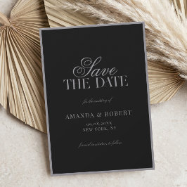 Reserve A Data Casamento Elegante Preto Fosco Old Money