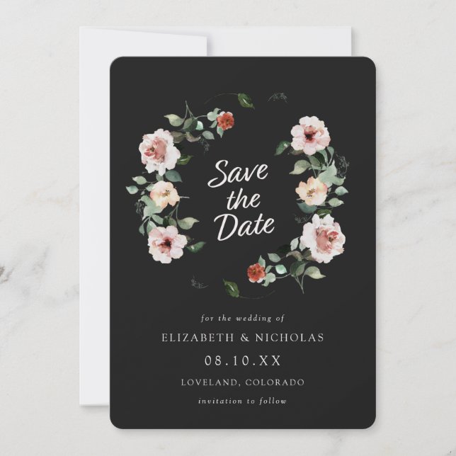 Reserve A Data Casamento Elegante Preto Salve O Dia (Frente)