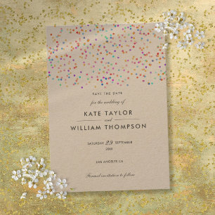Reserve A Data Casamento Elegante Rustic Rainbow Confetti