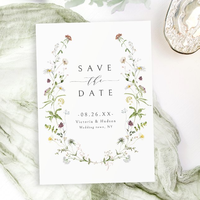 Reserve A Data Casamento Elegante Rústico de Boho com Flores Silv (Elegant Wildflower Rustic Boho Wedding Save The Date)