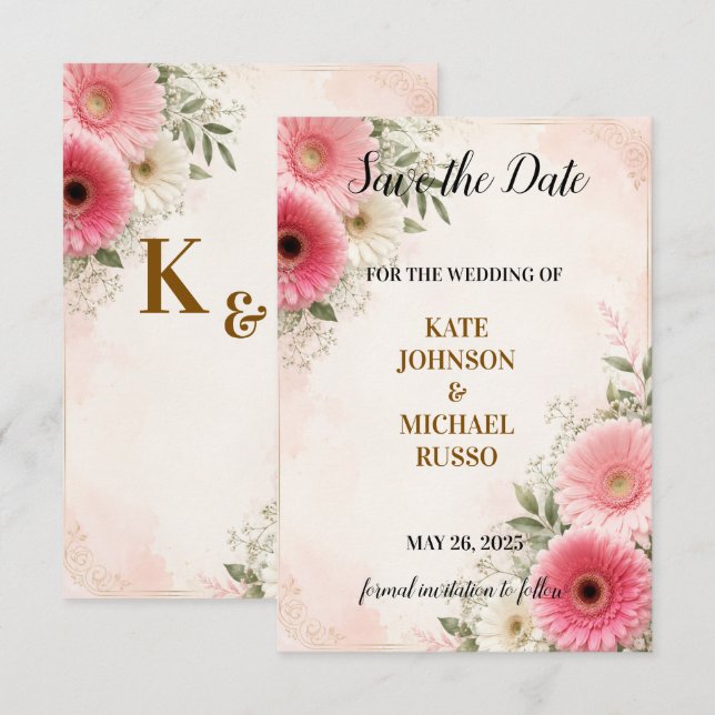 Reserve A Data Casamento Elegante Rústico Retro Moderno Floral (Frente/Verso)