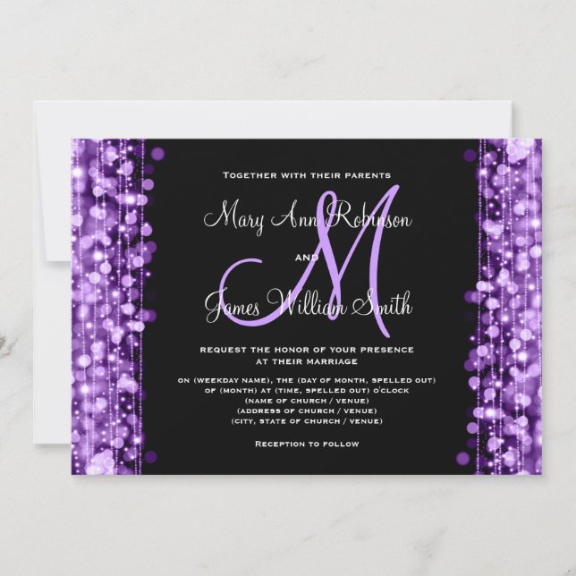 Reserve A Data Casamento Elegante Salva A Data Esmaga Roxo (Frente)