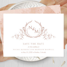 Reserve A Data Casamento Elegante Terracotta Watercolor Monograma