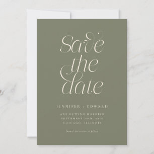 Reserve A Data Casamento Elegante Tipografia Moderna Verde Sage