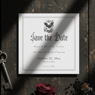 Reserve A Data Casamento Elegante Vintage Gótico Preto Toile Morc