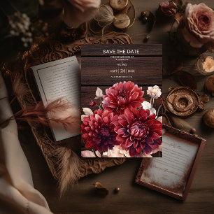 Reserve A Data Casamento Elegante Watercolor Burgundy Dahlia