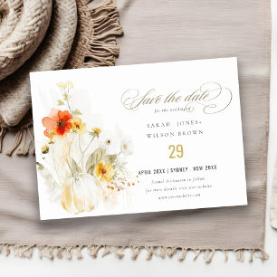 Reserve A Data Casamento em Aquarela de Abóbora Flor Silvestre El
