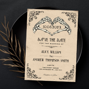 Reserve A Data Casamento em arco gótico preto e branco vintage