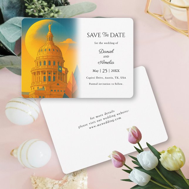 Reserve A Data Casamento em Austin Texas - Salve o Dia   (Austin Texas Destination Save the Date)