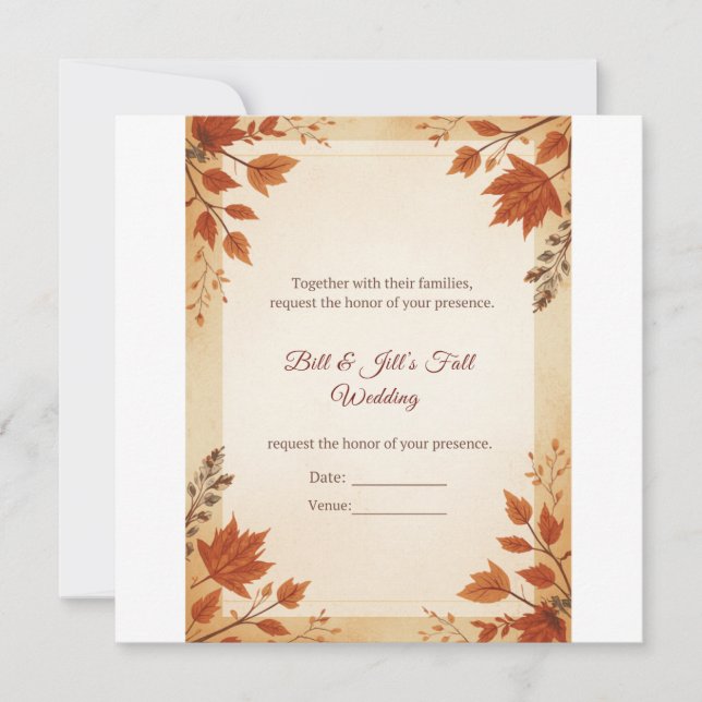 Reserve A Data Casamento em Casa de Campo de Outono (Frente)