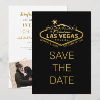 Casamento em Las Vegas Salve a data Foto Dourada