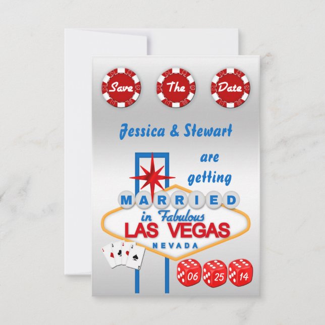Reserve A Data Casamento em Las Vegas Save The Date (Frente)