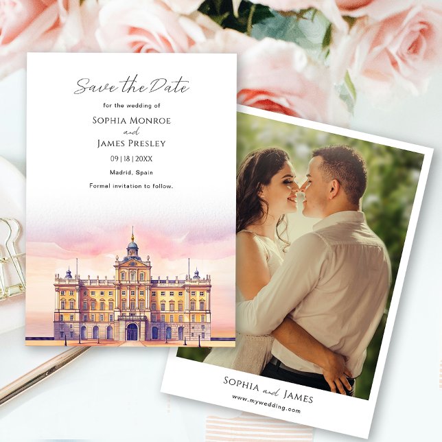 Reserve A Data Casamento em Madrid Espanha (Madrid Spain Destination Wedding Save The Date)