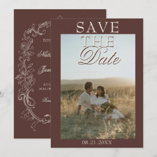 Reserve A Data Casamento em Marrom Chocolate Vintage Foto Dinheir