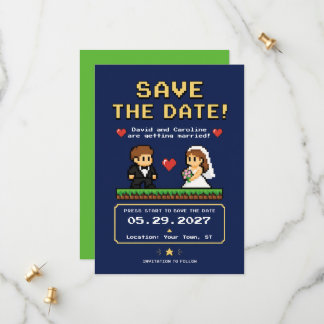 Reserve A Data Casamento em Pixel no Estilo de Videogames Clássic