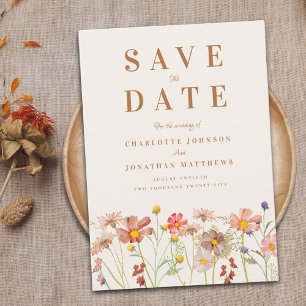 Reserve A Data Casamento em um Campo de Flores Silvestres Elegant