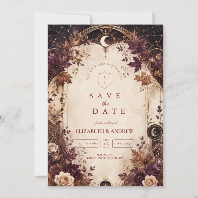 Reserve A Data Casamento Encaixado de Outono Celestial (Frente)