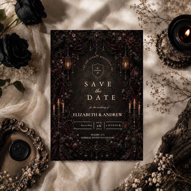Reserve A Data Casamento Encantado com Fantasia Gótica (Criador carregado)