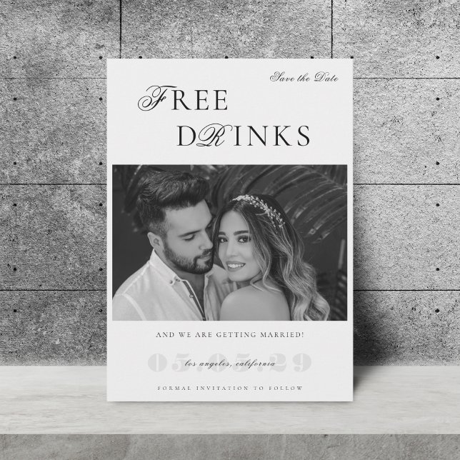 Reserve A Data Casamento Engraçado e Divertido Bebidas Grátis Vin (Criador carregado)