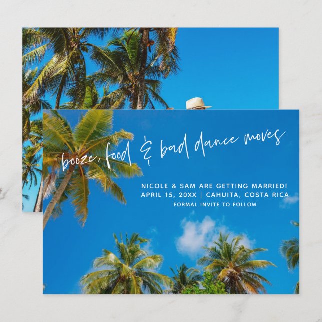 Reserve A Data Casamento engraçado na praia Foto Salvar a data (Frente/Verso)