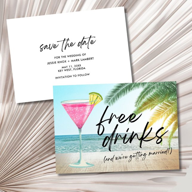 Reserve A Data Casamento Engraçado na Praia Tropical Salve a Data (Tropical Beach Funny Wedding Save the Date)