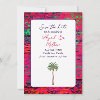 Reserve A Data Casamento entre Magenta e Palmeira Tropical Índia