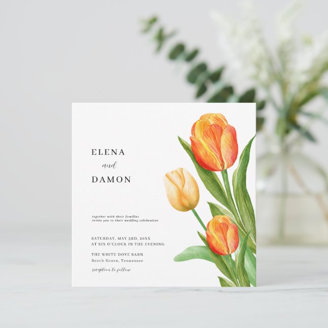 Reserve A Data Casamento entre Orange e Cream Tulip (Em pé/Frente)