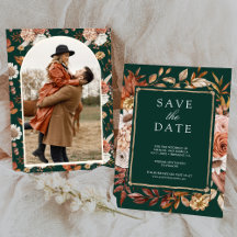 Casamento Esmeralda Verde Floral Terracota Foto