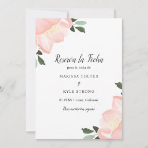 Reserve A Data Casamento Espanhol Floral Elegante Cor de Água Ros