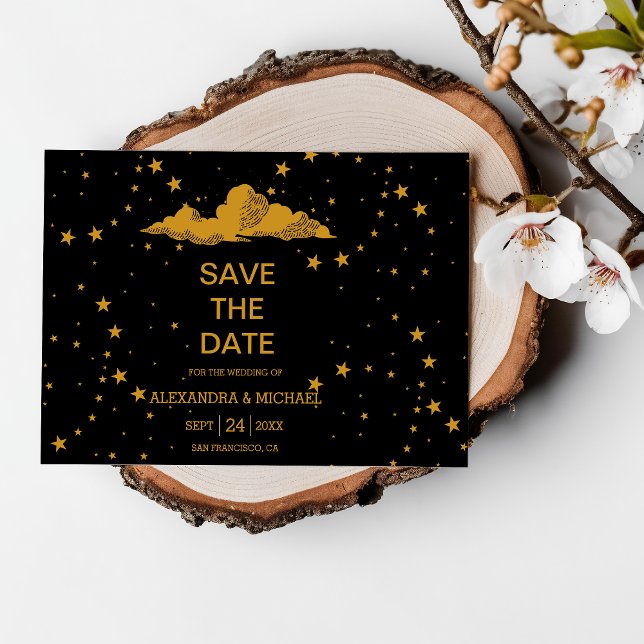 Reserve A Data Casamento Estrelas Celestiais de Ouro Preto Místic (Criador carregado)