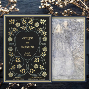 Reserve A Data Casamento Etéreo Naval e Dourado Arte Nova Vintage