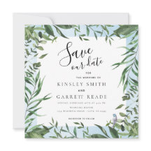 Casamento Eucalyptus Frame Soft Blue Watercolor
