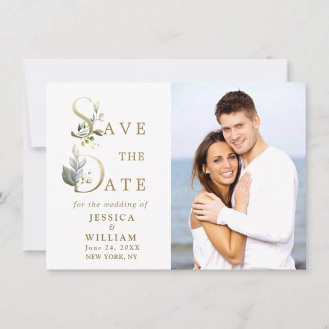 Reserve A Data Casamento Eucalyptus PHOTO Elegante (Frente)