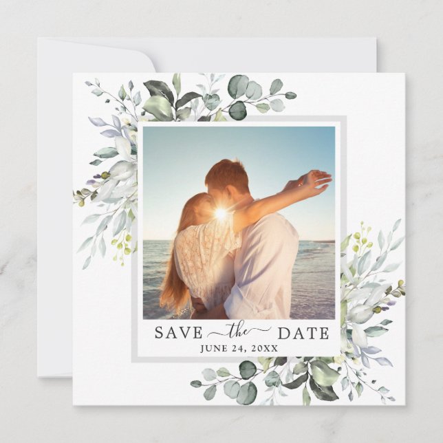 Reserve A Data Casamento Eucalyptus PHOTO Elegante (Frente)