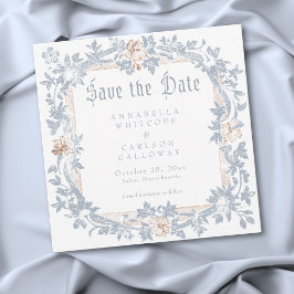 Reserve A Data Casamento Fantasia Medieval Moldura Azul Dourado G