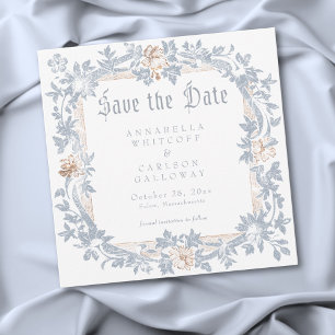 Reserve A Data Casamento Fantasia Medieval Moldura Azul Dourado G