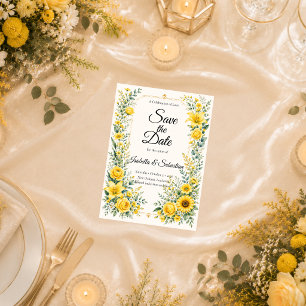 Reserve A Data Casamento Flor de Girassol do Sol Radiante de Outo