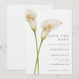 Reserve A Data Casamento Flor de Lírio Branco Moderno